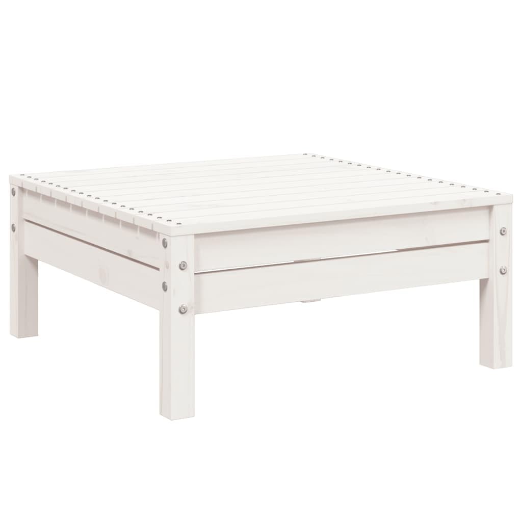 Gecheer Divano da Giardino 3 Posti Con Poggiapiedi, Modulare, Salottino da Esterno, Mobili da Giardino, Bianco Massello Pino