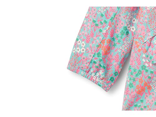 Hatley Jaqueta floral para meninas Ditsy Spring Field (Bebê/Criança Grande), Curaçao Azul, Curaçao a