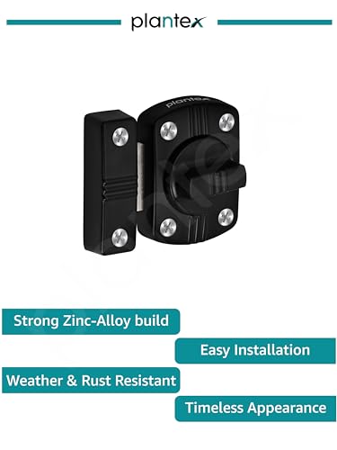 Image of Plantex Door Latch Lock for Door / /Heavy Duty Zinc Baby Latch for Bathroom /Door Stopper /Latch Lock for Main Door /Baby Latch -Pack of 1 (Black)
