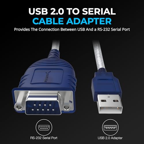 image for SABRENT USB 2.0 to Serial (9 Pin) DB 9 RS 232 Converter Cable, Prolifi