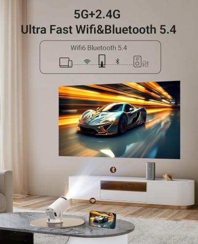 Image of Mini Projector with WiFi and Bluetooth, Built-in App,1080P Supported Portable Movie Projector, 130 inch Display Home Theater Video Projector, Compatible with TV Stick, HDMI, USB, Smartphone, and Laptop for Kids and Adults.C9