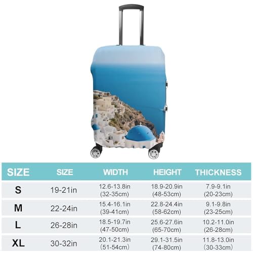 Santorini Greek Island Sea View Elastic Luggage Cover Suitcase Protector for 19-32 Inch Suitcases | Universal Stretchable Travel Bag Cover | Anti-Scratch, Washable with Zipper Closure S2