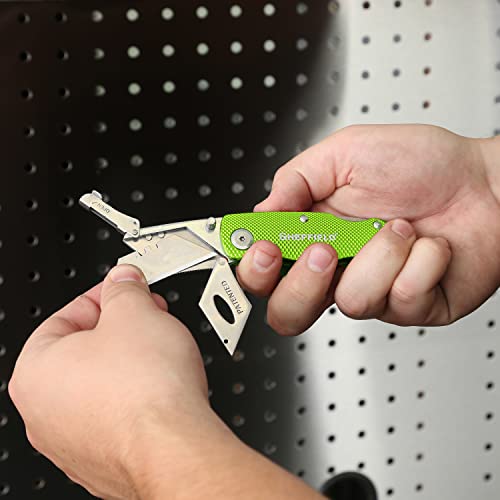 Image of Sheffield Folding Utility Knife, Accepts Standard Utility Knife Blades, Box Cutter Aluminum Handle, Razor Blades Included, For Home, Office, Trades, and Warehouse