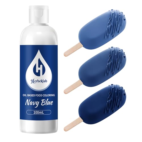 Image of Navy Blue Oil Based Food Coloring for Chocolate - Herbeklab 100ml Professional Concentrated Oil Food Dye for Candy Melts, Chocolate, Cake Pops, Strawberries & Baking