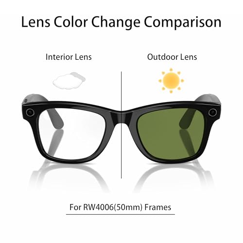 Image of YEIN Replacement Lenses for Ray-Ban Meta RW4006 /RW4012(50mm), Photochromic /Blue Light Blocking /Polarized Sunglasses Lenses