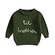 Baby Jungen Herbst Winter Strick Pullover LiL Brother Strickpullover Langarm Rundhalsausschnitt Buchstaben Stickerei Pullover Gesticktes Little Brother Rippen Strickpullover (Grün, 0-3 Months)