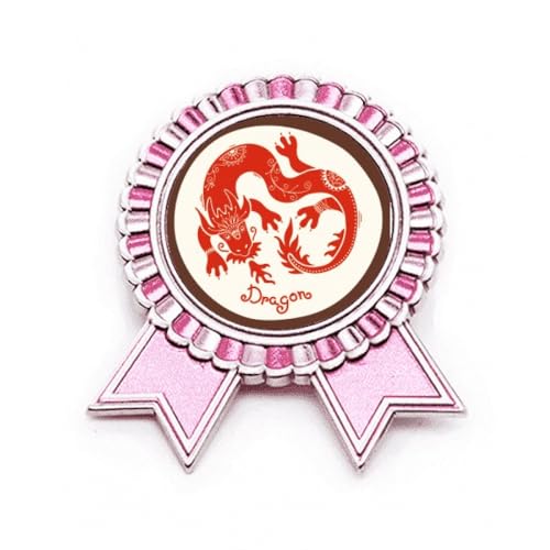 Broche rose Year of Dragon en métal M pour personnaliser vos vestes de saison