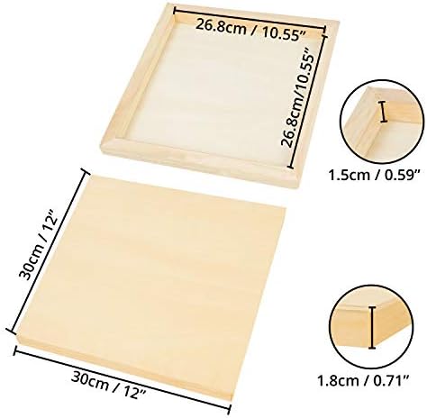 BELLE VOUS Unfinished Wooden Canvas Painting Boards (4 Pack) - 30 x 30cm / 12 x 12 Inches - Natural Basswood Panel - Mixed Media Cradle Panels for Encaustic Art, Paint Pouring & Crafts