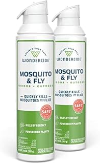 Wondercide - Mosquito and Fly Aerosol Spray - Fly, Gnat, Flying Bug, Mosquito Killer with Natural Essential Oils - Quick Kill for Outdoor and Indoor Areas - Pet and Family Safe - 10 oz - 2 Pack