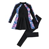 Generisch 11-12 Jahre Burkini Muslimischer Badeanzug für Mädchen und Kinder - Vollständige Abdeckung - Islamischer Badeanzug mit Langen Ärmeln + Hose - 2-teilig für 7-12 Jahre Schwarz