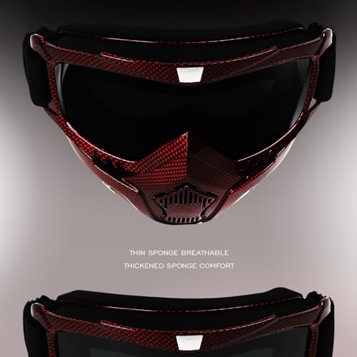Motorcycle Goggles with Removable Face Mask, Riding Glasses Dirt Bike ATV Motocross Detachable Eyewear Offroad Airsoft Paintball Cycling Protective Full Face Mask Anti-Fog for Adults Youth - Thumbnail 6