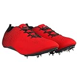 RXN Fly Running Sprinting Track & Field Spikes Shoes for Men & Women (Red/Black, UK Footwear Size System, Adult, Men, Numeric, Medium, 13)