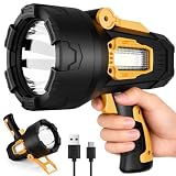 polisak Rechargeable Spotlight Flashlight, 2,000,000 Lumens Super Bright LED Spot Lights Outdoor with COB Light & Foldable Tripod, Long Lasting Handheld Searchlight for Marine Boating Camping Work