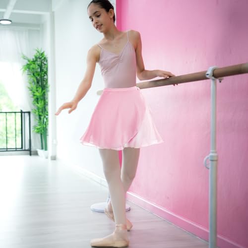 Damen Ballettrock Wickelrock Rosa Chiffon Tanz Rock Verstellbare Taille Krawatten Gymnastik Ballettrock