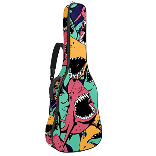 Sea Life Angry Shark Housse rembourrée imperméable Oxford pour guitare avec bandoulière réglable - Les Beatles, Paul McCartney, John Lennon, RIngo Starr, George Harrison Sea Life Angry Shark Housse rembourrée imperméable Oxford pour guitare avec bandoulière réglable