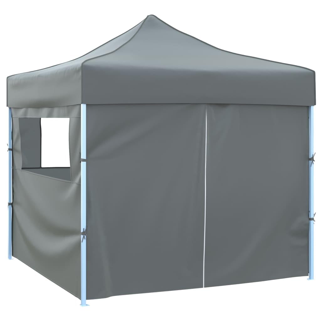 Markiza typu Pop-up 3 x 3 m, antracyt, z 4 ściankami | Stalowy stelaż malowany proszkowo, dach z tkaniny Oxford 600D z powłoką PCW, odporny na wodę i promieniowanie UV