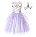 JerrisApparel Flower Girls Unicorn Costume Pageant Princess Party Dress (8-9 Years, Purple)