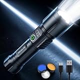 SKYFIRE LED Flashlight 3000lm High Lumens Rechargeable Tactical Flashlight, Ignition Lens & 3 Color Lens, 5 Modes Zoomable Waterproof Flashlight for Camping, Emergency & EDC-Upgraded