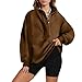 Hnodov Womens Oversized Sweatshirt Button Up Henley Pullover Shirts Fall Casual Long Sleeve Tops Teen Girls Loose Outfits Medium Coffee