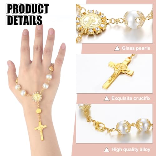 Terço de carro de São Bento, 4 peças, espelho retrovisor, rosário, personalizado, bênção, cruz, carr