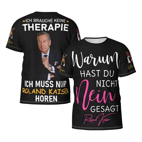 Roland Herren T-Shirt Kaiser Klassisches Rundhals Kurzarm Sommer Lässig Schwarz Tshirts Regular Fit Tee T Shirts für Männer Jungen Fans Geschenk