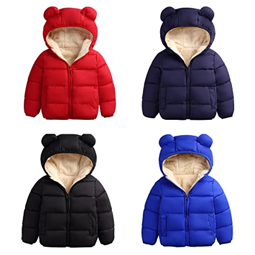 Baby Boys Girls Winter Down Coat Toddler Kids Bear Hoods Thicken Warm Padded Jacket Lightweight Outerwear, 3M-3Y (18-24 Months, Black) #TOP1