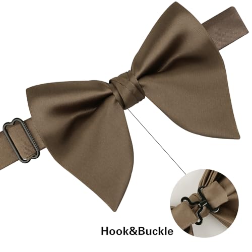 Image of Alizeal Velvet Pre-tied Adjustable Bow Tie for Men Oversize Formal Solid Tuxedo Bowtie