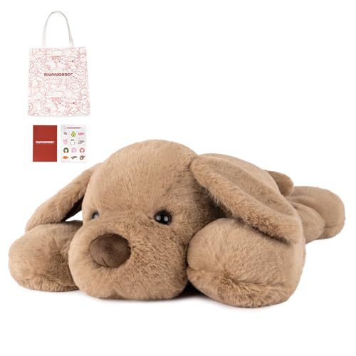 Image of Niuniu Daddy Weighted Dog Stuffed Animals for Anxiety, 3.3lb Weighted Plush Dog Toy Pillowfort for Adults Kids Girls Boys, Large Stuffed Puppy Plush Pillow as Gift for Valentine Include Bag Sticker