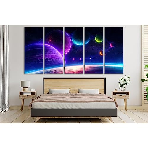 Sci Fi Planets №SL430 tableau prêt à accrocher pour masquer un mur vide sans effort - 3