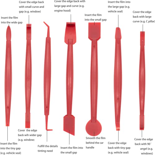 Vinyl Wrap Tool Kit Window Tint Kits for Automotive Vinyl Wrap, Window Film Installation, Include 7PCS Tinting Squeegee, Felt Squeegee, Vinyl Wrap Gloves, Cleaning Cloth and Snap-Off Utility Knife - Image 3