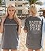 Faith Over Fear Shirt Women Graphic Shirts Oversized Workout Gym Christian Religious Tees Drop Shoulder Tee Tops(XX-Large,Dark Grey3)