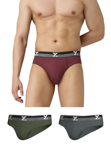 Image of XYXX Men's Aero 100% Super Combed Cotton Regular Fit Solid Anti Bacterial Briefs with No Marks Waistband (Pack of 3)