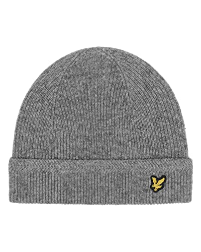 Lyle & Scott Mens Racked Rib Beanie Hat - Mid Grey Marl - One Size