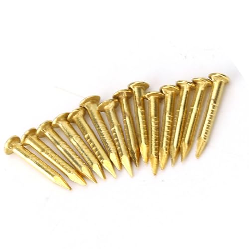 Clavos de latón con cabeza redonda Jiawu, 100 piezas para bisagras y herrajes de muebles, 10 mm, 15 mm, 18 mm y 22 mm (10 mm de largo) miniatura 5