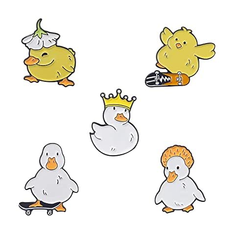 5 Pieces Cute Yellow Duck Brooch Pin Coat Collar Badge Clothing Bag Accessory for Women Men Girls Boys Cover
