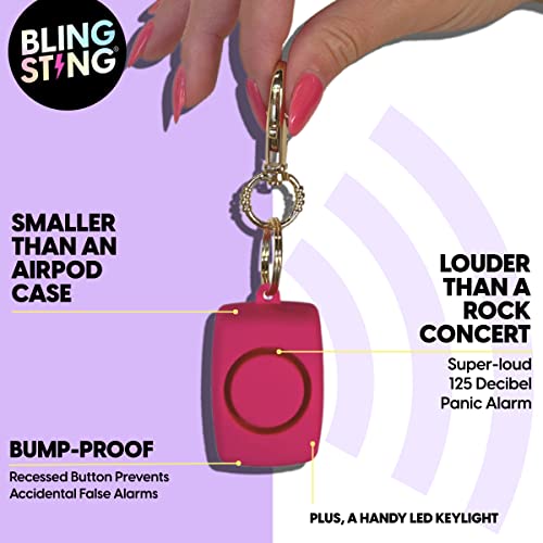 BLINGSTING Mini Personal Safety Alarm - 125 Decibel Self Defense Panic Alarm with Recessed Activatio