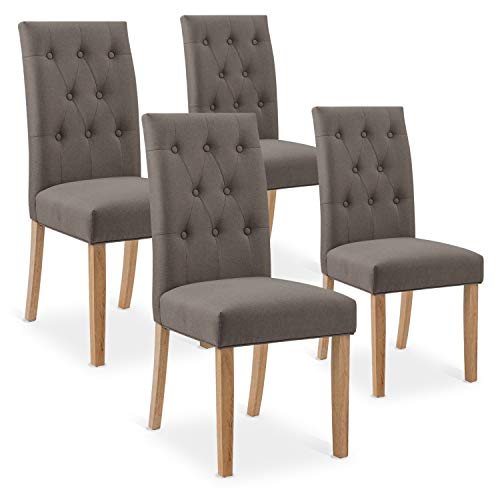 INTENSE DECO Lot de 4 chaises capitonnées Gaya Tissu Taupe