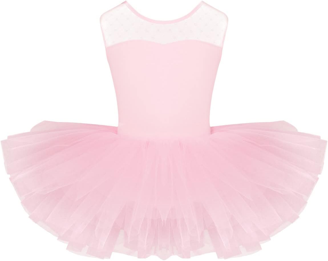 Robe Tutu Ballet Enfant Fille Avec Justaucorps Intégré - Taille 2 à 14 Ans | Matière Stretch Polyamide/élasthanne | Pour Danse, Gym, Patinage, Déguisement