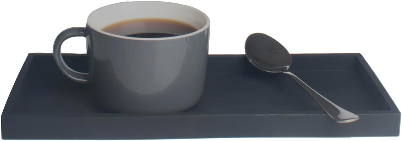 DNC Bathroom Counter Tray, 11.8" Silicone Vanity Tray, Kitchen Sink Soap Tray for Dish Holder Dispenser Countertop Toilet Tank Desk Organizer Black - Image 8