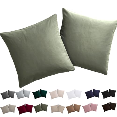 Soifox 2er Set Kissenbezug Mikrofaser weich und angenehm bügelfrei & knitterfrei