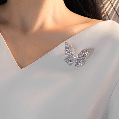 Image of YeapYeap Butterfly Brooches for Women Girl - Rhinestone Scarf Pin for Ladies Wedding Bouquet Broach for Birthday, Christmas, Anniversary