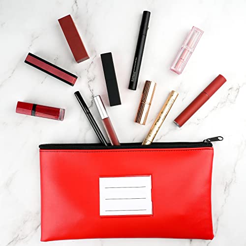 Banktasche, 4 Stück Geldtaschen Banktasche, Leder Bankmappe Geldscheintasche mit Reißverschluss und Fenster für Schule, Haushalt, Business （4 Farben）