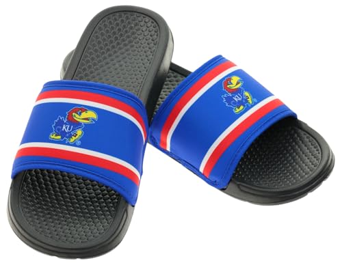 Image of FOCO NCAA Printed Team Logo and Color Stripes Comfortable Slide Sandals