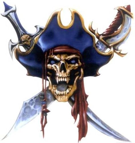 Pirate Skull Lethal Threat Overglaze Waterslide Ceramic Decals 6 Inch (1 Decal)