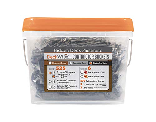 Free Shipping Offer DeckWise (Black) Ipe Clip Extreme Hidden Deck Fasteners, 3/32" Spacing, Includes Stainless Steel Black #8x2" Trim-Head Screws for 300 Sq. Ft. of AD Hardwood or Thermal Wood Decks (525 Bucket)