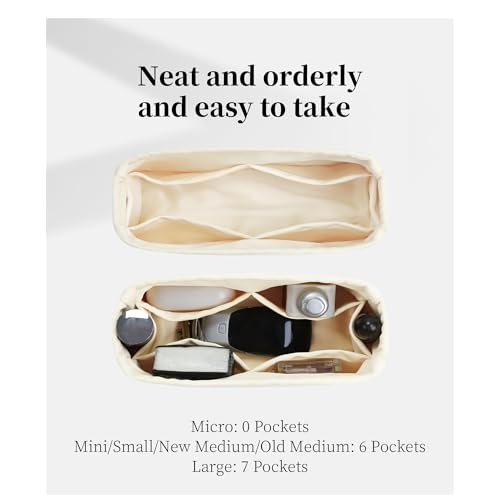Image of Purse Organizer Insert for Lady Dior Small Bags, Satin Luxury Bag Insert, Lightweight & Portable Purse Shaper with Pockets, Ideal for Travel, Shopping, and Daily Use(Craie, Lady Small)
