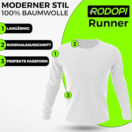 RODOPI Koszulka z długim rękawem Runner Longsleeve dla kobiet i mężczyzn rozm. XS-3XL T-shirt czarny i biały sweter roboczy okrągły dekolt 100% bawełna
