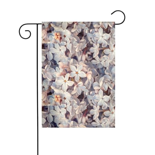 WHJSHOP Drapeaux de jardin imprimés lilas blancs 30,5 x 45,7 cm pour décoration de cour avec une largeur de poteau de 3 cm (drapeau uniquement, mât non inclus)