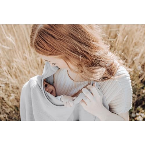 image for Konssy Muslin Nursing Cover for Baby Breastfeeding, Breathable 100% Co