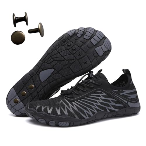 Grounding Shoes with Copper Rivet in Sole for Men and Women – Barefoot Mesh Footwear with Rubber Sole, Wide Toe Box, Lightweight & Breathable (Black8305, Adult, Men, 10, Numeric, US Footwear Size System, Medium)